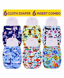 Bembika Cloth Diapers with Inserts Set of 6 - Multicolor