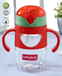 Babyhug Straw Sipper with Twin Handles Red - 450 ml