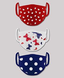 Babyhug Washable & Reusable Knit Printed Face Mask Pack of 3 - Red White Blue