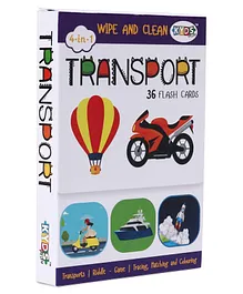 Kids Play 4 in 1 Wipe & Clean Transport Flash Cards - 36 
