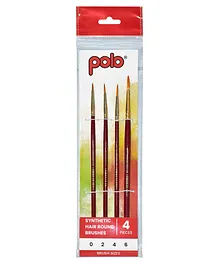 Polo Synthetic Hair Brushes Round Set of 4 - Natural Handle 