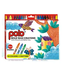 Polo Bold Wax Crayons 26 Shades Pack of 2 - 52 Crayons