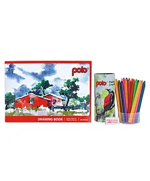 Polo 36 Pages Drawing Book & 28 Plastic Crayons Multicolor - 36 Pages