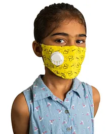 dr.jr Mostaza Butterfly Print Elastic 2 Ply Mask - Yellow