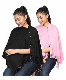 Nene Multi Purpose Nursing Shawl Pack of 2 - Black Light Pink