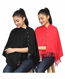 Nene Multi Purpose Nursing Shawl Pack of 2 - Black Red