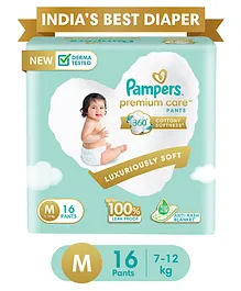 Pampers Premium Care Pants, Medium size baby diapers (M), 16 Count, Softest ever Pampers pants