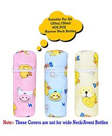 The Little Looker Plush Bottle Cover with Zip Pack of 2 Pink Yellow - Fits 120 ml -  150 ml Bottle