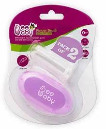 Beebaby Silicone Finger Brush with Carry Case Pack of 2 - Violet