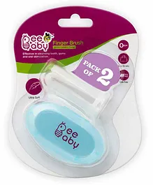 Beebaby Silicone Finger Brush with Carry Case Pack of 2 - Blue