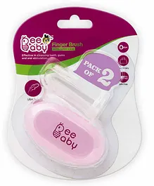 Beebaby Silicone Finger Brush with Carry Case Pack of 2 - Pink
