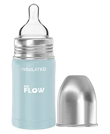 Dr.Flow Omega Insulated ThermoSteel Baby Feeding Bottle DF9003 Blue - 180 ml