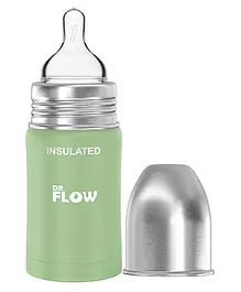 Dr.Flow Omega Insulated ThermoSteel Baby Feeding Bottle DF9003 Green - 180 ml