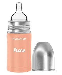 Dr.Flow Omega Insulated ThermoSteel Baby Feeding Bottle DF9003 Orange - 180 ml