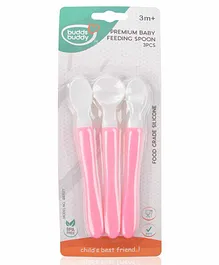 Buddsbuddy Premium Baby Feeding Spoon Set of 3 - Pink