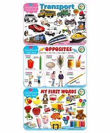 Sawan Educational Table Mats of Transport Opposites and My First Words Set of 3 - English