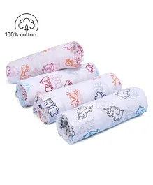 Zoe 100% Malmal Cotton Swaddle Wraps Animal Print - Pack of 4