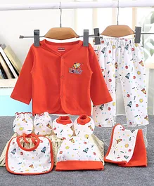 Babyhug Baby Clothing Gift Set Rocket Print Orange - 8 Piece