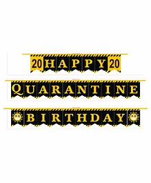 Funcart Happy Birthday Quarantine Construction Theme Party Banner Black Yellow - Length 250 cm