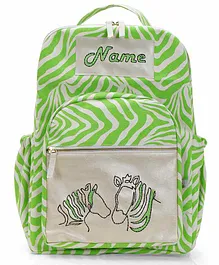 Mi Dulce An'ya Backpack Zebra Embroidered Green - 12.2 inches