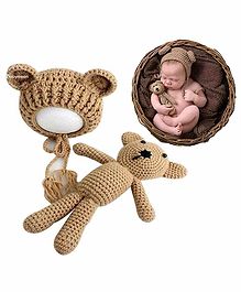 Babymoon Cap with Teddy Photo Props - Brown