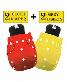 Babymoon Washable & Reusable Cloth Diaper Pocket With Bamboo Charcoal Insert Red Yellow - Pack of 4