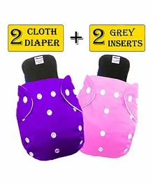 Babymoon Washable & Reusable Cloth Diaper Pocket With Bamboo Charcoal Insert Pack of 4 - Pink Purple