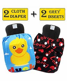 Babymoon Washable & Reusable Cloth Diaper Pocket With Bamboo Charcoal Insert Pack of 4 -  Multicolor