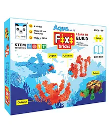 Play Panda Fixi Bricks Sea Animals Building Set of 4 Multicolor - 240 Pieces