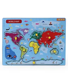 Omocha World Map Pegged Puzzle Multicolor - 8 Pieces 