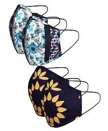 Naughty Ninos Pack Of 4 Flower Print Reusable Masks - Multi