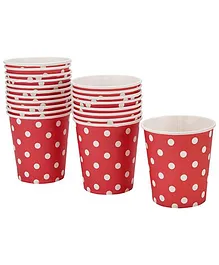 Karmallys Paper Cups Red Dotted Print - 200 ml