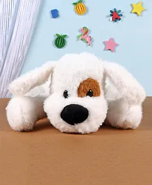 Fuzzbuzz Lying Down Dog Soft Toy White - Length 33 cm