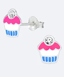 Aww So Cute Cute Cupcake Design Sterling Silver Earrings - Multi Colour