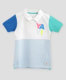 Cherry Crumble By Nitt Hyman Half Sleeves Yay Patch Work Polo T-Shirt - Multicolor