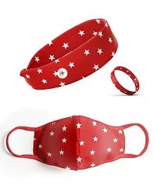 COCOON ORGANICS Stars Print Pack Of Headband Hairband & 3 Layer Mask - Multi Color