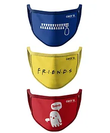 Cocoon Pack Of 3 Ghost & Friends Printed Mask - Yellow Blue Red