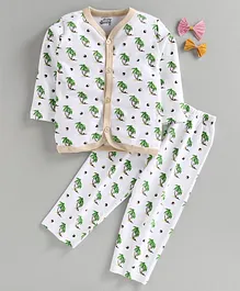 Spring Bunny Full Sleeves Palm Tree Printed Night Suit - Multi Colour