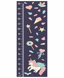 WENS Removable Height Measurement Wall Sticker Unicorn Print - Dark Blue