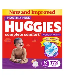 Huggies Wonder Pants Small (S) Size Baby Diaper Pants India's Fastest Absorbing Diaper 172 Pieces