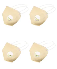 JS CARE GC-N95 6 Ply Mask With Exhalation Valve Anti Viral, Anti Bacterial And Reusable Pack Of 4 - Beige