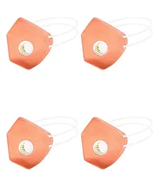 JS CARE GC-N95 6 Ply Mask With Exhalation Valve Anti Viral, Anti Bacterial And Reusable Pack Of 4 - Orange