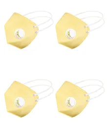 JS CARE GC-N95 6 Ply Mask With Exhalation Valve Anti Viral, Anti Bacterial And Reusable Pack Of 4 - Yellow