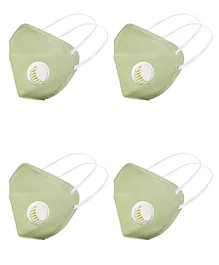 JS CARE GC-N95 6 Ply Mask With Exhalation Valve Anti Viral, Anti Bacterial And Reusable Pack Of 4 - Olive Green