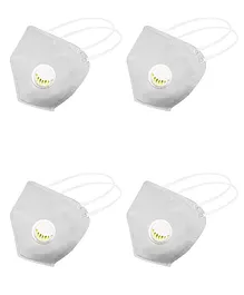 JS CARE GC-N95 6 Ply Mask With Exhalation Valve Anti Viral, Anti Bacterial And Reusable Pack Of 4 - Light Grey