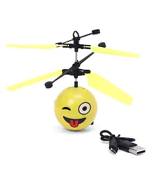 House of Kids Flying Flash Emoji Ball Plane with USB Cable - Yellow