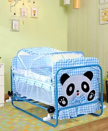 Baby Lightweight Cradle with Mosquito Net Panda Print - Blue
