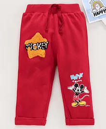 Disney by Babyhug Full Length Lounge Pant Mickey Mouse Print - Red