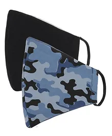 AKSHARA 2Ply Camouflage Printed Pack Of 2 Mask - Black