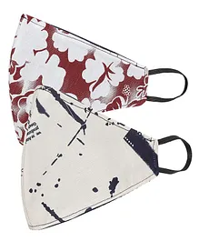 AKSHARA 2Ply Flower Printed Pack Of 2 Masks - Multi Color